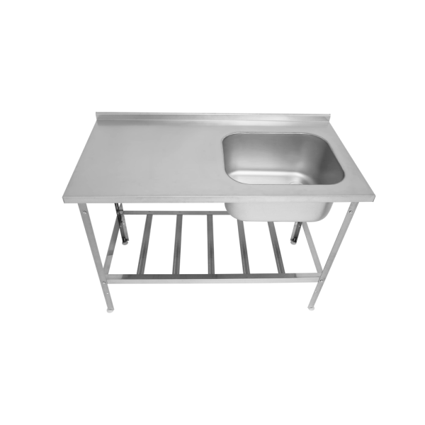 00_Ванна моечная цельнотянутая, совмещенная с рабочей поверхностью, с бортом ВЦСП 12/6, Нержавеющая сталь