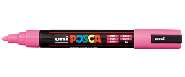 1_Маркер на водной основе POSCA PC-5M, розовый (PINK - 13), 1.8 - 2.5 мм, пул. нак.