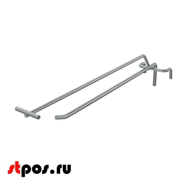 00_Крючок на сетку одинарный с ценникодержателем 300мм, d4.8 хром, шаг 50