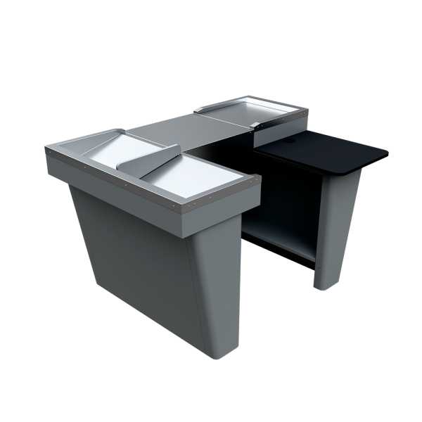 sk_Кассовый бокс Stream-XL-150 v3.0 (шлиф. нерж., вырезы ДЯ FT, МК2Т, шир.накоп),RAL9022,Серый,Правый