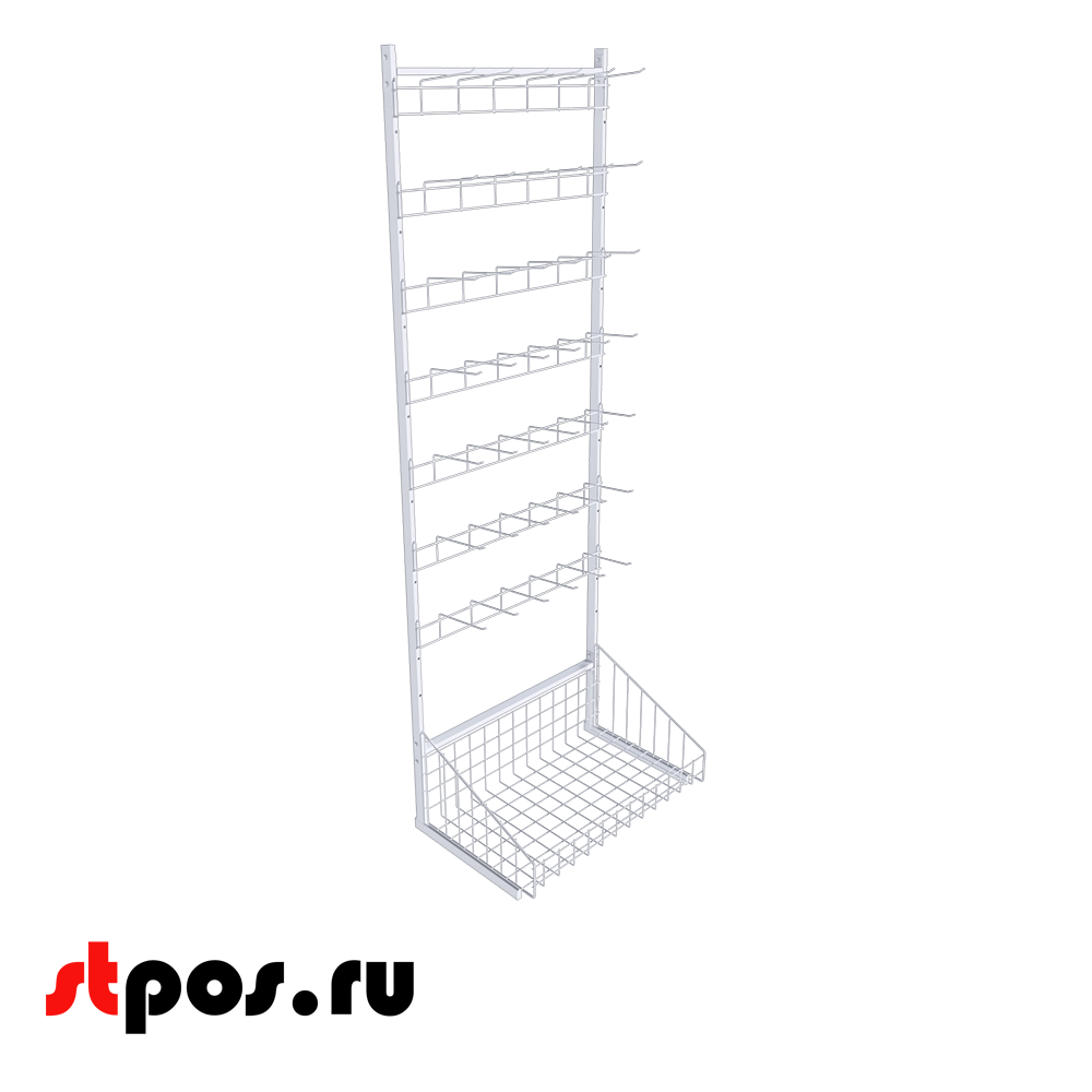 00_НАБОР Стойка прикас. ОДНОСТОРОННЯЯ 640мм, корзина-накоп. 1шт, гребенка 6-штырьевая 7шт,RAL9016,Белый