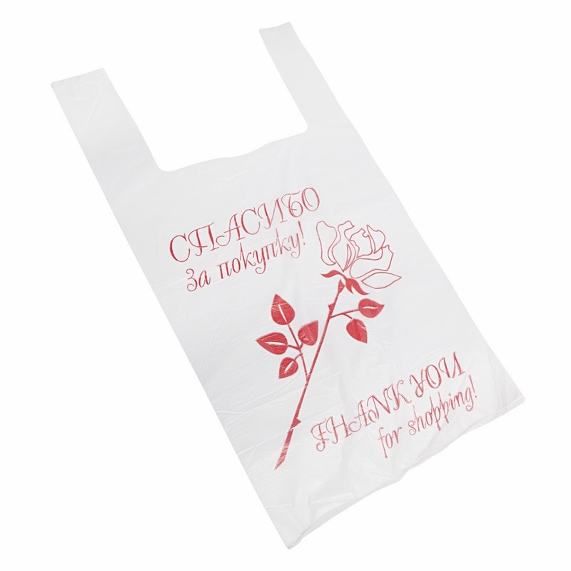 02_Пакеты Майка 28х48см, (100штупак, 40 упмеш) Спасибо за покупку, Белый