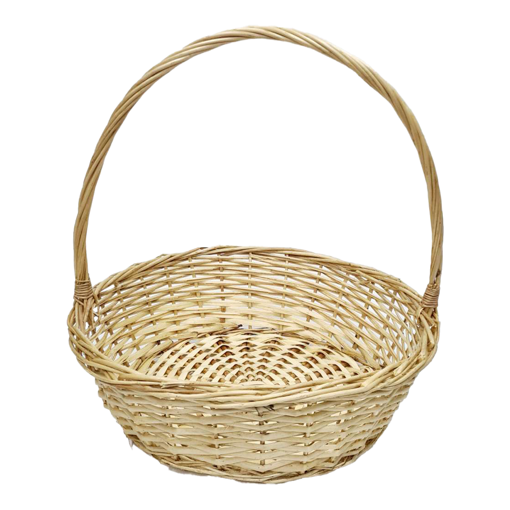 ref_Корзина круглая плетеная из натуральной ивовой лозы, полукруглая ручка, D 230, Бежевая