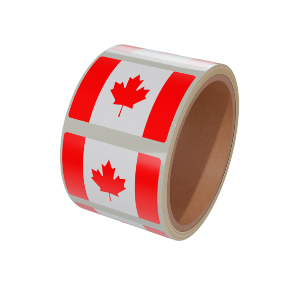sk_Рулон этикетки самоклеящиеся, Флаг Канады, 30х20мм, 250шт в рулоне