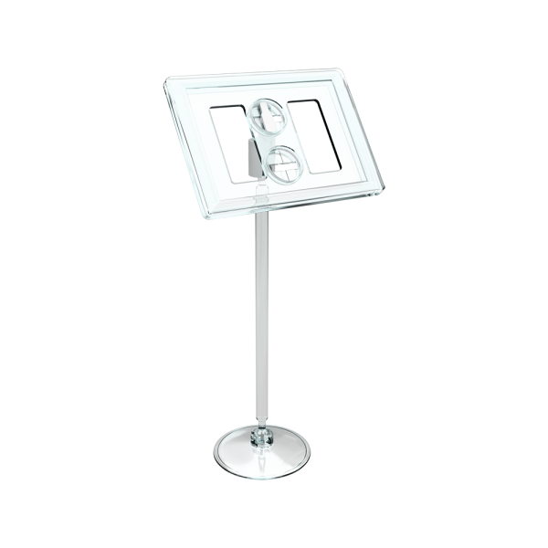 sk_Рамка ТЕХНО А8 прозрачная, прозрачный держатель TECHNO ROUND BASE-VL 50мм, ножка 100мм