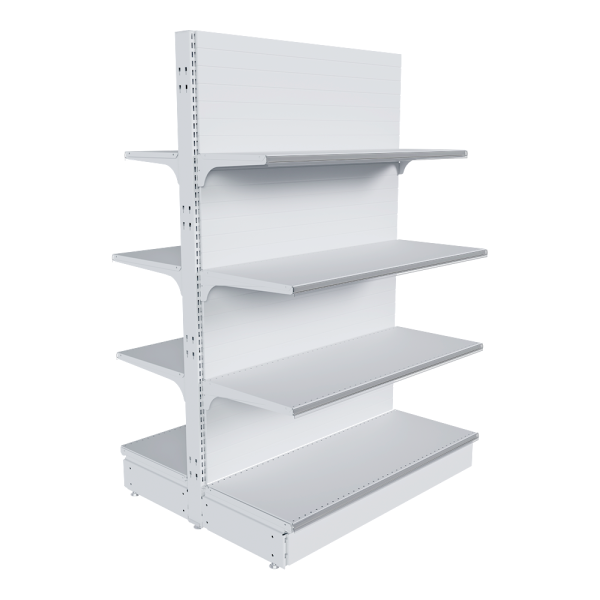 stpos_НАБОР стеллаж 25 70 ГЛУХОЙ островной 1550х1000х400 8 полок, ценникодержатели