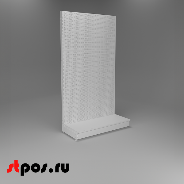 00_НАБОР Стеллаж 25 70 ПЕРФОРИРОВАННЫЙ пристенный2250х1250хо500, 1 полка + плинтус, RAL9016, Белый