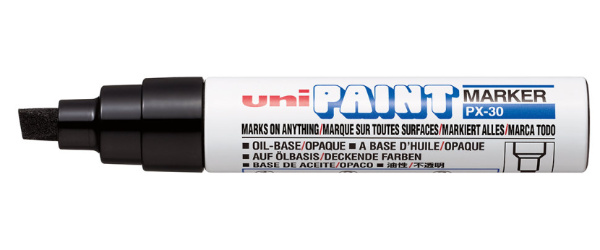 1_Маркер-краска PAINT PX-30 для письма по любой поверхности, толщина линии: 4-8,5мм,клиновидный,ЧЕРН