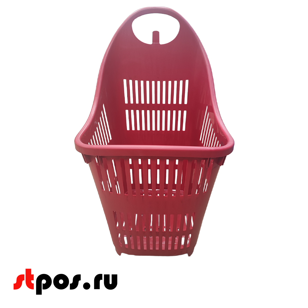 06_Корзина покупательская моноблок SUPERBOND 91 л, 4 колеса, Красный