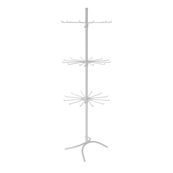 sk_КОМПЛЕКТ Стойка вращающаяся 3-х ярусная (3 яруса по 12 штырей), опора Х-образная, RAL9016, Белый