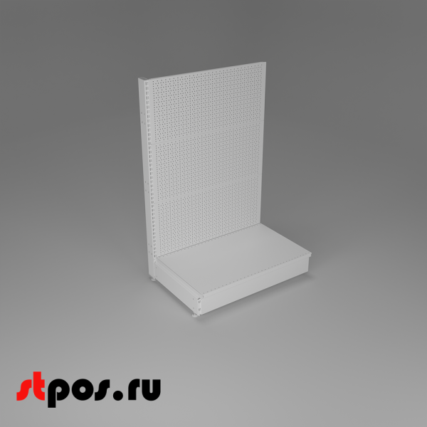 00_НАБОР Стеллаж 25 70 ПЕРФОРИРОВАННЫЙ пристенный1200х800хо500, 1 полка + плинтус, RAL9016, Белый