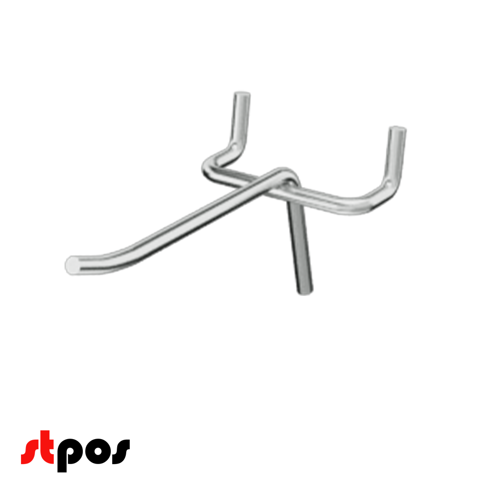 02_Крючок для перфорации одинарный без ценникодержателя 100 мм, цинк-хром, d4 мм, шаг 45 мм, BUDGET