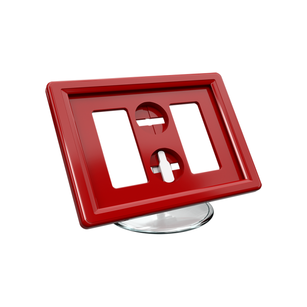 sk_Рамка ТЕХНО А8 красная, прозрачный держатель TECHNO ROUND BASE-VL 50мм