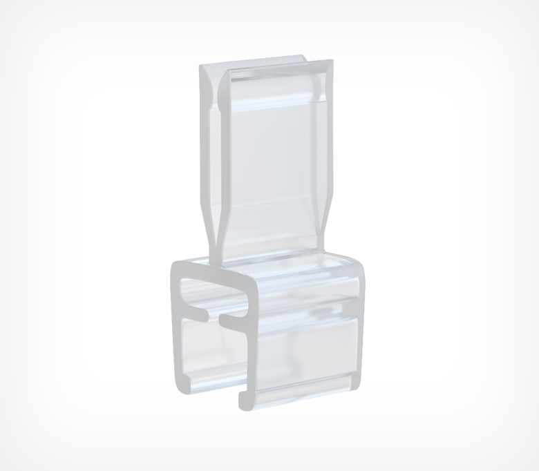 01_Держатель таблички с креплением на пластиковую рамку (А1-А6), прозрачный, PROMO CLIP