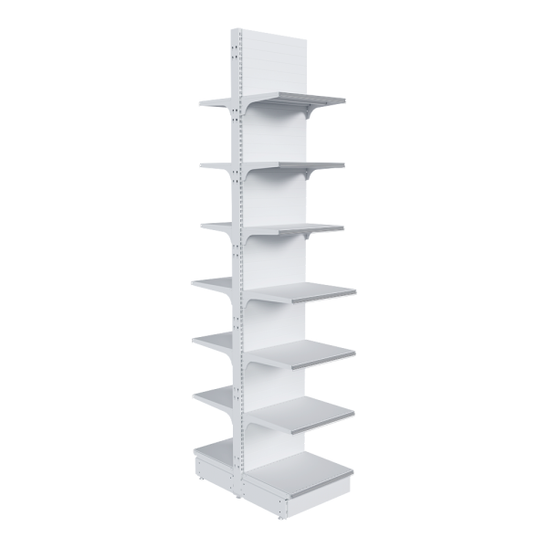 stpos_НАБОР стеллаж 25 70 ГЛУХОЙ островной 2600х500х400 14 полок, ценникодержатели