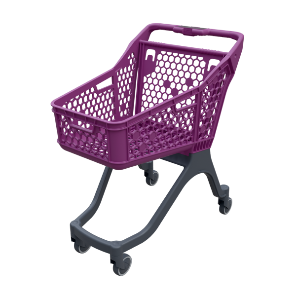 sk_Тележка покуп. пласт. без д/с SURF S100, 848х570х996мм, Фиолетовая (корз и задн.стен.) с серым основ