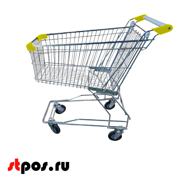 00_Тележка покупательская 100 литров, цинк+лак, без д/с, без поддона (азиатский тип), Желтый