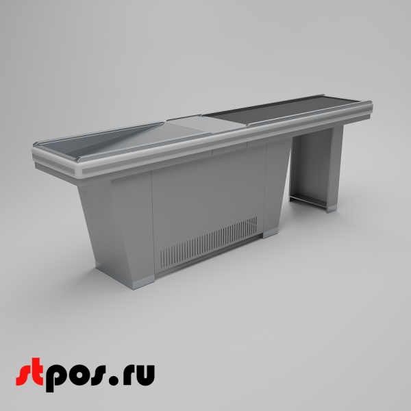 00_Кассовый бокс Stream-L-290S-Т150 (тр-р 150см,шл_нерж, б_выр.,уз_нак), RAL9022, Серый, Левый