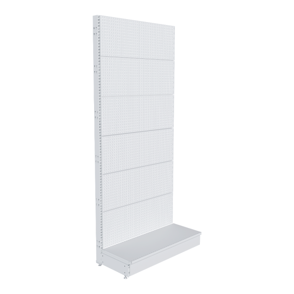 stpos_НАБОР Стеллаж 25 70 ПЕРФОРИРОВАННЫЙ пристенный2250х1000хо400, 1 полка + плинтус, RAL9016, Белый