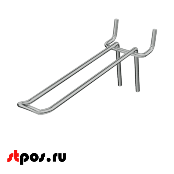 02_Крючок для перфорации двойной, 200 мм, хром, d4,0мм, Шаг 50 мм