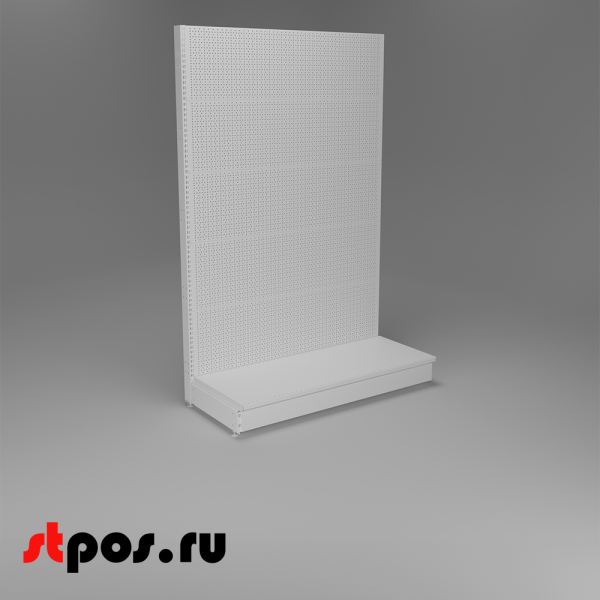 00_НАБОР Стеллаж 25 70 ПЕРФОРИРОВАННЫЙ пристенный1900х1250хо500, 1 полка + плинтус, RAL9016, Белый