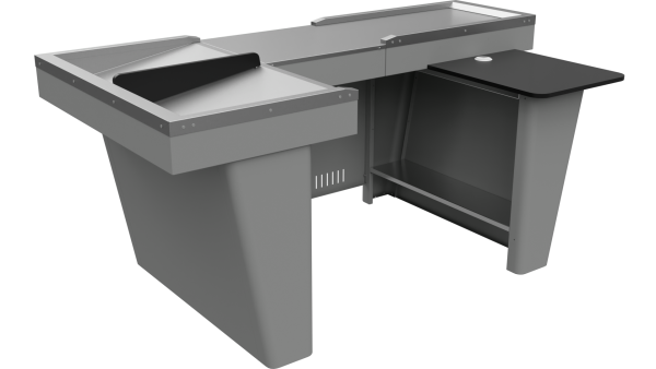 stpos1_Кассовый бокс Stream-XL-200 v2.0 (шлиф. нерж., без вырезов, широкий накоп) RAL9022, Серый, Правый