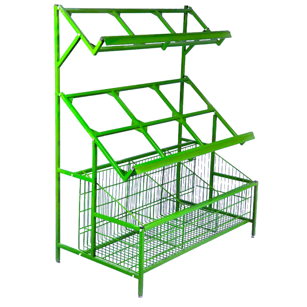 sk_Стеллаж овощной, узкая нижняя полка (1600х700х1550), RAL6018 Салатовый, спец.цвет