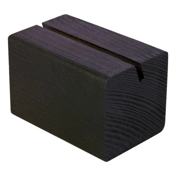 sk_Держатель ценника деревянный, 60х40х40 мм, косая прорезь 3 мм, черного цвета