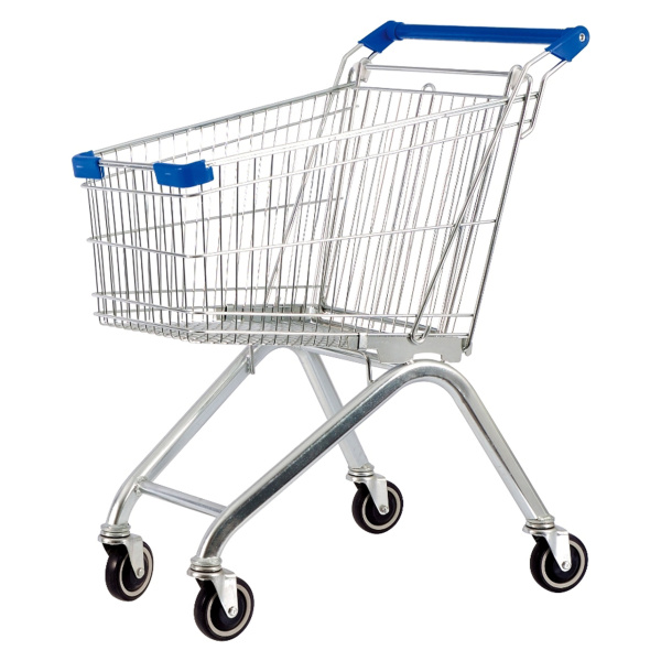 1_Тележка покупательская 100 литров, цинк+лак, без детского сидения (европейский тип), Синий