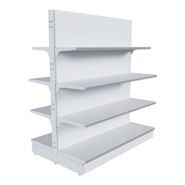 stpos_НАБОР стеллаж 25 70 ГЛУХОЙ островной 1550х1330х400 8 полок, ценникодержатели