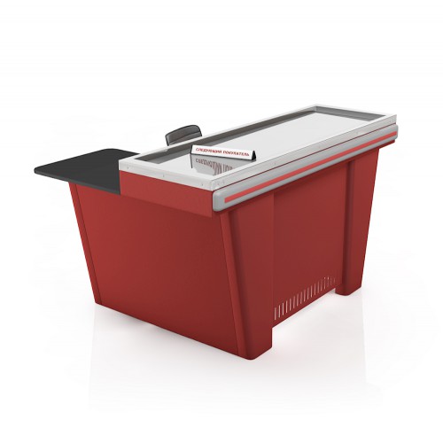 1_Кассовый бокс M-150 -3.0 Шагрень (вырезы ДЯ FLIPTOP,  МК- 2Т) RAL3000, красный, левый