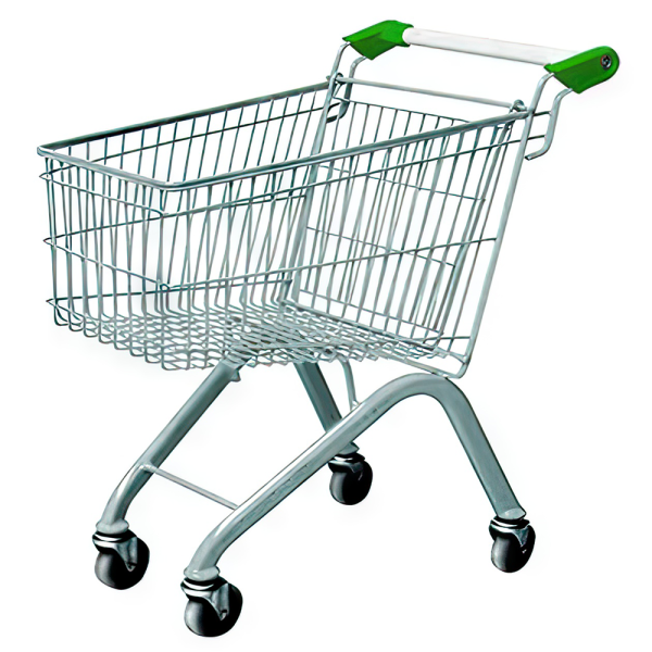stpos_Тележка покупательская 60 литров, цинк+лак, без детского сидения (европейский тип), Зеленый