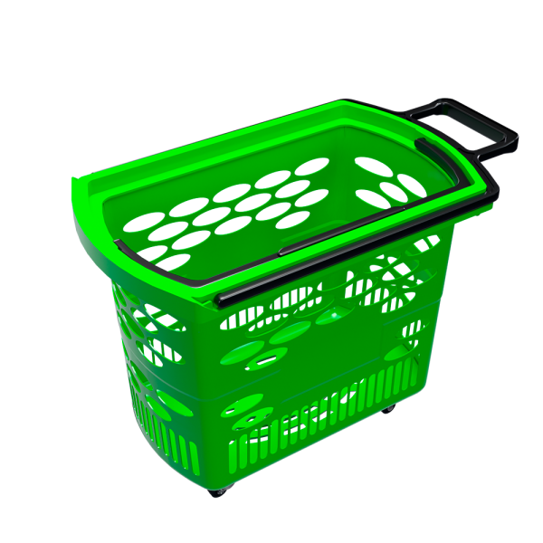 sk_Корзина тележка пластиковая 4 колеса 38л BASKET-38, RAL6018, Салатный