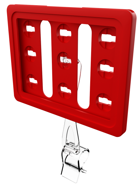 sk_Рамка ТЕХНО А7 красная, прозрачный держатель TECHNO CL-UNBO 90мм