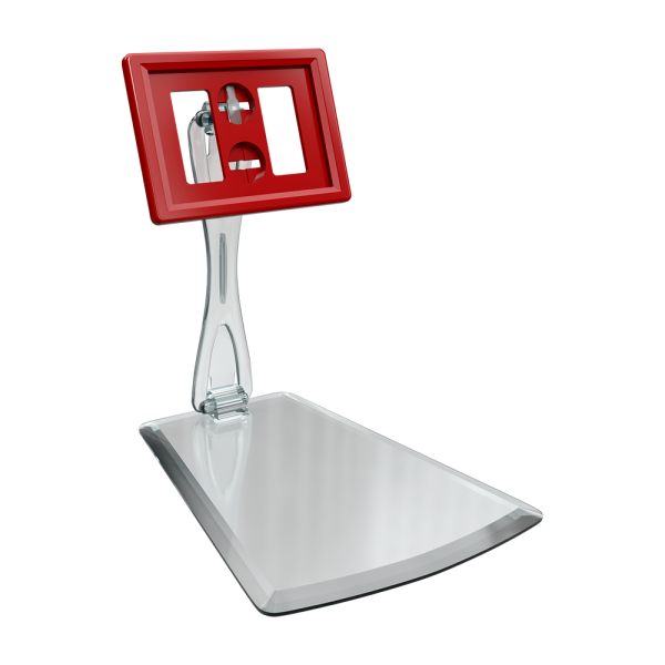 sk_Рамка ТЕХНО А8 красная, прозрачный держатель TECHNO DELI-UNBO-SET90