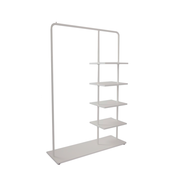 sk_Вешало напольное с 5 полками ЛДСП, без колес, d25, 1180х380мм h-1600мм, Серый