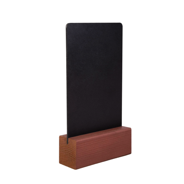 sk_Тейбл-тент вертикальный, А6, 105х190х40мм, меловой, ПВХ, с деревянным основанием 40х40мм, темный