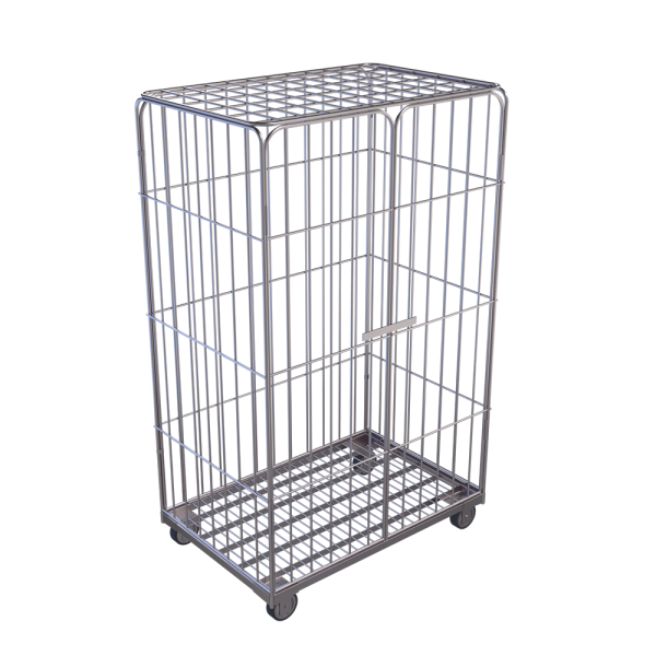 sk_Сетчатый контейнер на колесах 4-х стен.,1200х800х1800мм,две распашные двери по стороне 1200мм,цинк