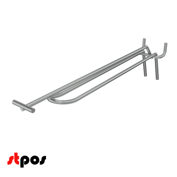 02_Крючок для перфорации двойной с ценникодержателем 250мм, цинк-хром, d4d4, шаг 45