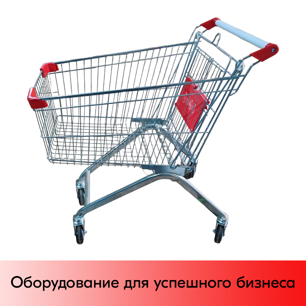 05_Тележка покупательская 100 литров, цинк+лак, c детским сидением (европейский тип), Красный