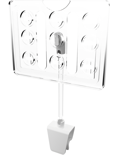 sk_Рамка ТЕХНО А7 прозрачная, белый держатель TECHNO CL, ножка 100мм