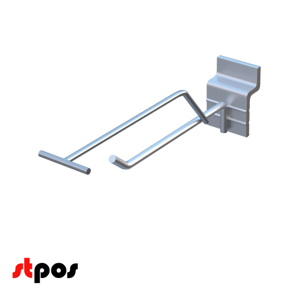 00_Крючок для экономпанели одинарный с ценникодержателем 100мм, d4d3, цинк-хром, BUDGET