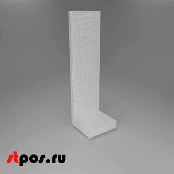 00_НАБОР Стеллаж 25 70 ПЕРФОРИРОВАННЫЙ пристенный1900х500хо500, 1 полка + плинтус, RAL9016, Белый