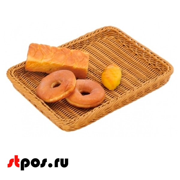 00_Корзинка плетеная, прямоугольная, пластикова, лоза, 400х300х40мм, Светло-коричневая