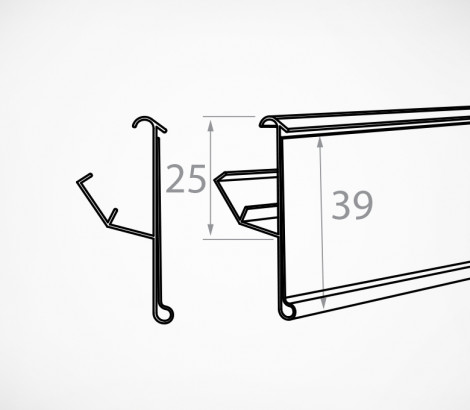 04_Схема_Ценникодержатель полочный LRY39 1238мм, Прозрачный цвет