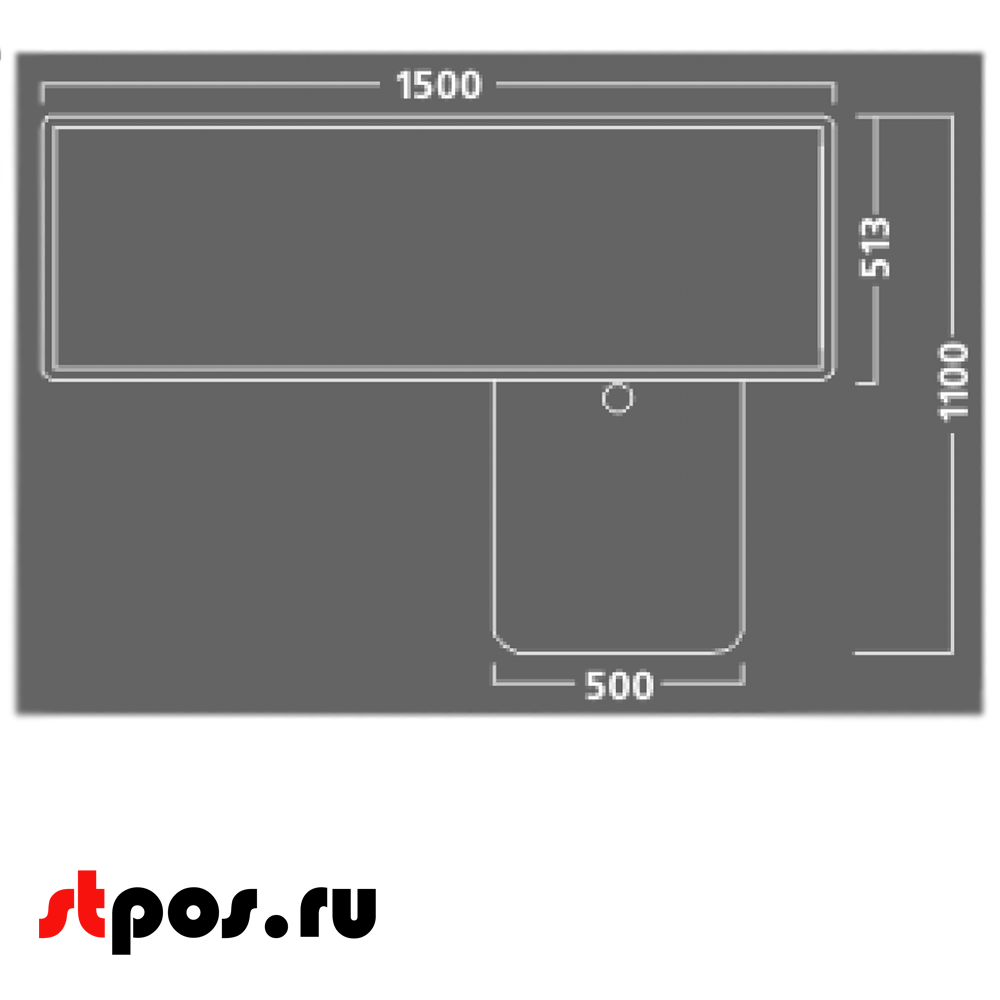 04_Кассовый бокс Stream-M-150 Light с тумбой кассира,без вырезов, шлиф. нерж, RAL9022, Серый, универсал
