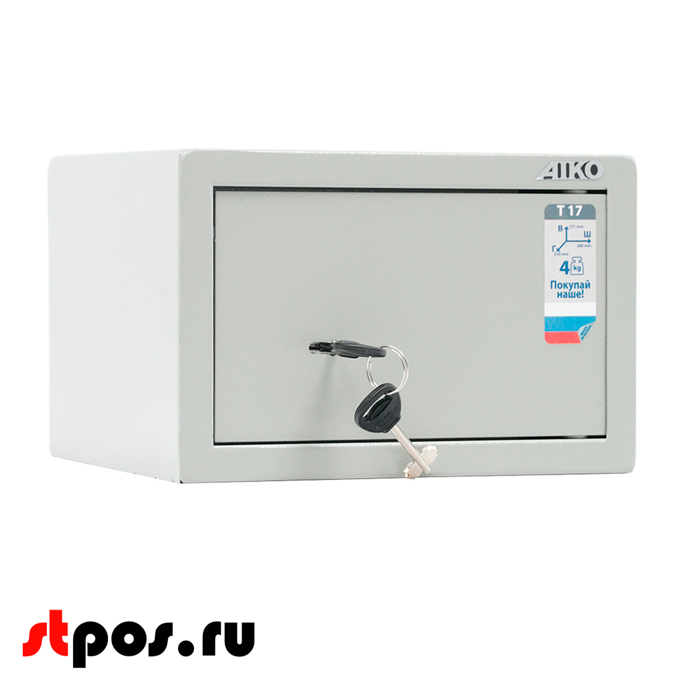 00_Сейф мебельный AIKO Т-17 171x260x230мм, ключевой замок, RAL 7038, Серый