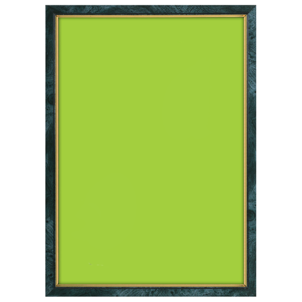 stpos_Пластиковая рамка А4 со стеклом BRAUBERG HIT, 210х300мм, багет 15мм, зеленый мрамор с позолотой