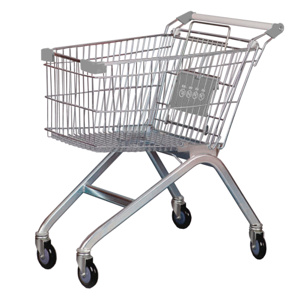 stpos_Тележка покупательская 125л, цинк, (европейский тип), с детским сиденьем, Серый