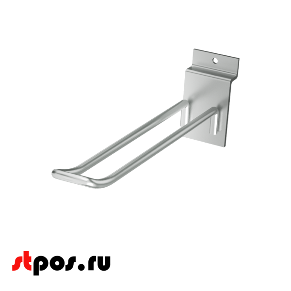 02_Крючок для экономпанели двойной, 100мм, d4, Хром